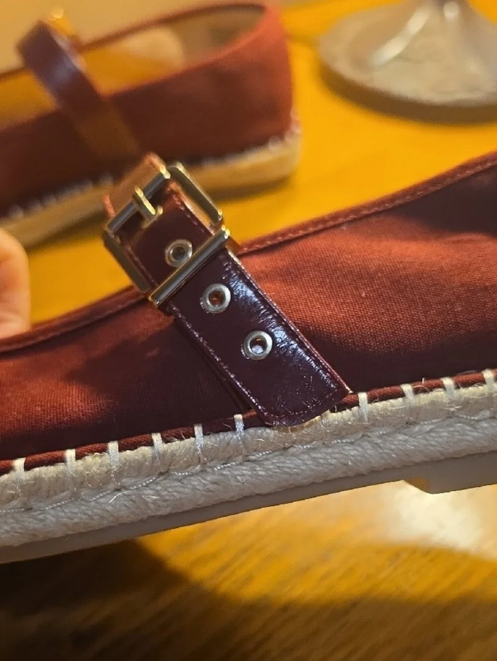 Time and Tru Burgundy Mary Jane Espadrille Flats